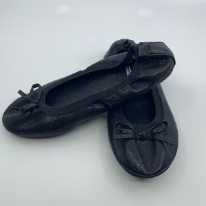 Shimmery black ballet flats